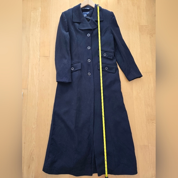 Tristan & Iseut Dark Blue Wool Long Coat - Picture 7 of 9